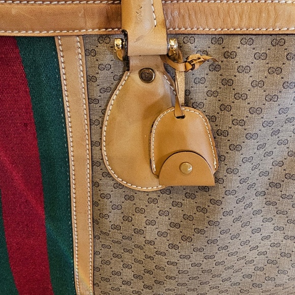 Vintage GUCCI LIMITED EDITION GG Monogram Boston Sherry Lg Travel Bag w/lock - Picture 2 of 16